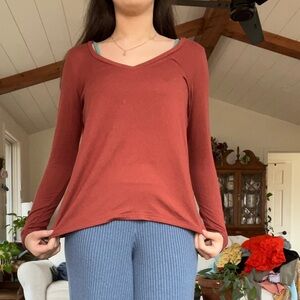 American Eagle Outfitters Rusty Red Long Sleeve Top